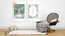 Dog Flower Boston Terrier Framed Canvas Prints Modern Wall Art Home Bedroom