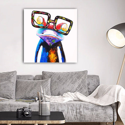 Framed Canvas Printing Modern Abstract Animals Frog with Glasses painting art