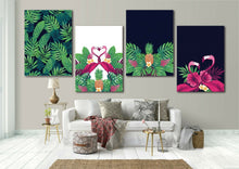 Tropical plant Flamingos Framed Canvas Prints Modern Wall Art Home Watercolour