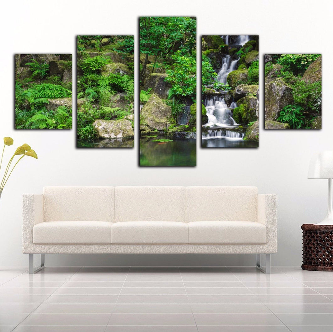 Framed canvas prints landscape forest waterfall diamond split summer picture
