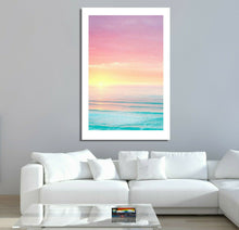 Pink Sky Sea Framed Canvas Ocean sunset sun rise Wall Art Print