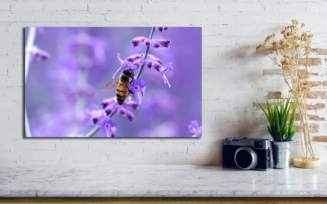 Lavender Bee Stretched Canvas Prints Framed Wall Art Home Decor Painting Gift