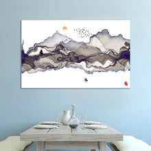 Oriental Chinese Asian Abstract Mountain River Canvas Wall art Picture Print