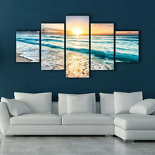 Framed canvas prints seascape yellow Beach Wave view diamond split sun down art