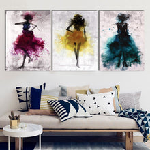 Watercolor Blue Purple Yellow Model Abstract Framed Canvas Modern Wall art