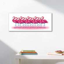 Framed Stretched Canvas Dancing Flamingo pink deco modern art print flamingos