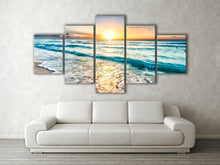 Framed canvas prints seascape yellow Beach Wave view diamond split sun down art