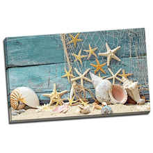 Framed Canvas prints Shell starfish sand Beach view pale fence modern wall art