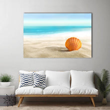 Framed Canvas prints Beach Shell sand blue ocean view modern wall art home decor