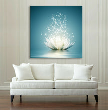 Framed Canvas Printing Abstract Lotus on Water Sparkling Drops Zen Art