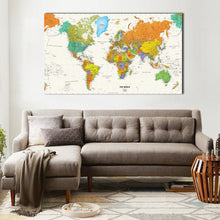 Vintage World Map Stretched Framed Canvas Prints Wall Art Home Office Decor