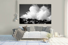 Black & White Sea Wave Rock Framed Canvas Print Wall Art Blue prints photo