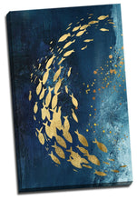 Gold Fish on Blue Ocean Framed Canvas print Abstract Dinning Room Wall Art