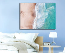 Framed White Beach Wave Canvas Aerial View Ocean Print Wall Art Blue Portrait