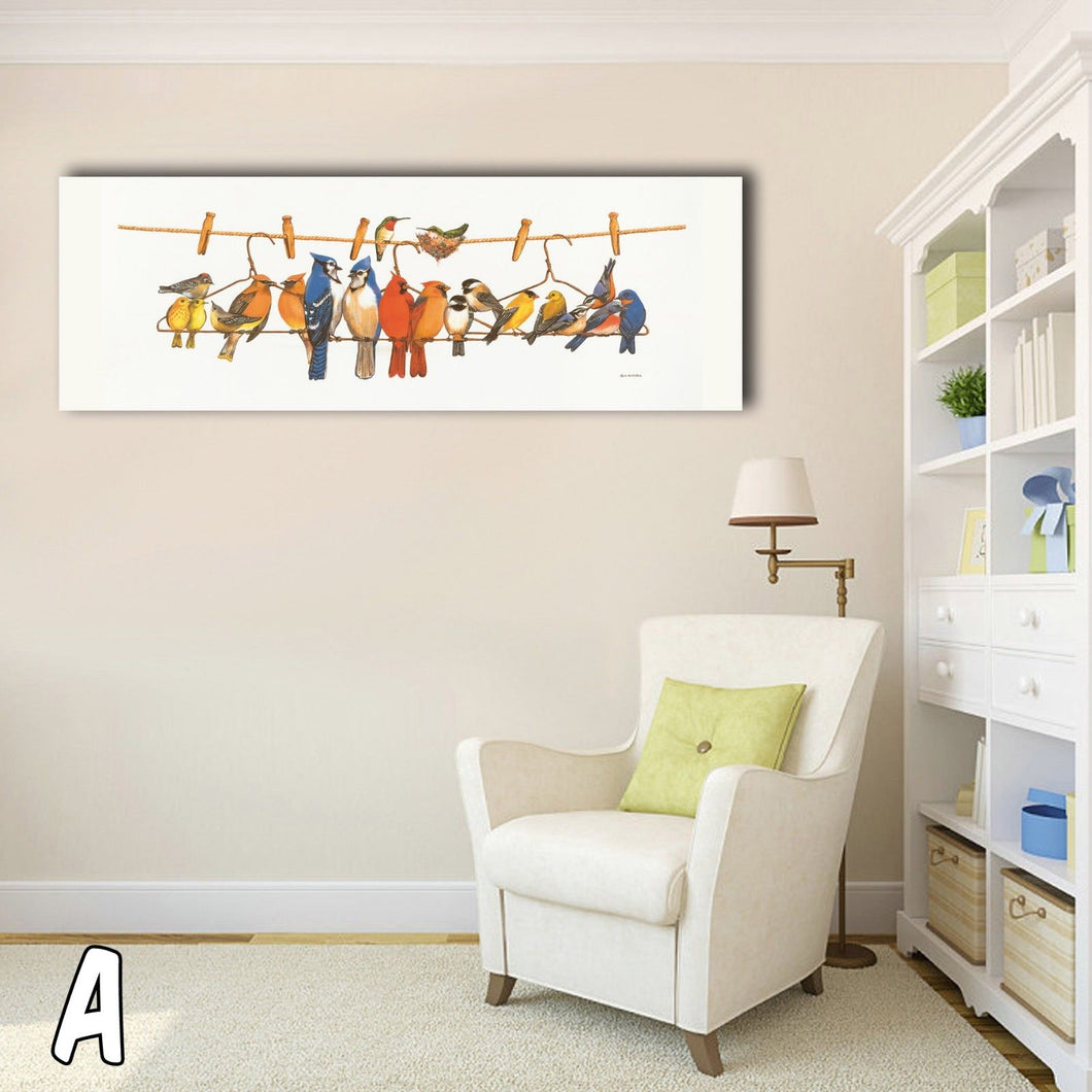 Colorful Birds Stretched Canvas Prints Wall Art Kids Home Decor Framed Painting