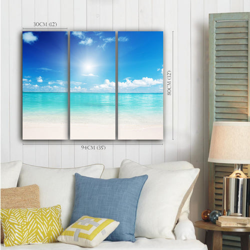 Canvas prints Wave seascape sea art split print white sand beach ocean sun view