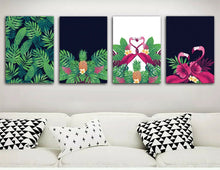 Tropical plant Flamingos Framed Canvas Prints Modern Wall Art Home Watercolour