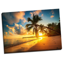 Framed Canvas prints Ocean Sunset sundown Beach view orange sea wave wall art