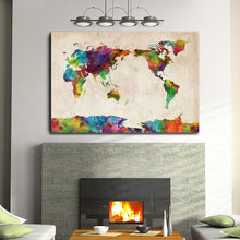 Framed Canvas Prints Stretched Watercolor World Map Wall Art Home Decor Print