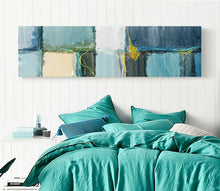 Abstract Blue Green Framed Canvas Wall Art Print Ready to Hang Watercolor Prints