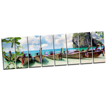 Framed Split canvas prints landscape beach colorful boat Thailand Riley wall art