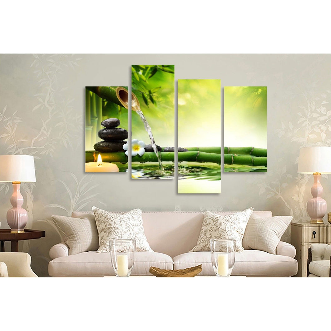 Framed stretched canvas prints spa stone candle water bamboo modern art wall