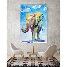 Colorful Rainbow Elephant Stretched Canvas Prints Wall Art Decor Framed Painting