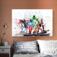 Framed Canvas Prints Stretched Watercolor Avengers Hero Wall Art Decor Painting